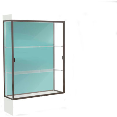 Edge Lighted Floor Case, Pewter Back, Dark Bronze Frame, 12" Frosty White Base, 48"W x 76"H x 20"D
