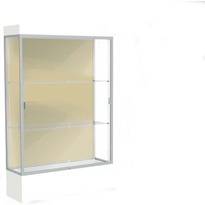 Edge Lighted Floor Case, Silk Back, Satin Frame, 12" Frosty White Base, 48"W x 76"H x 20"D