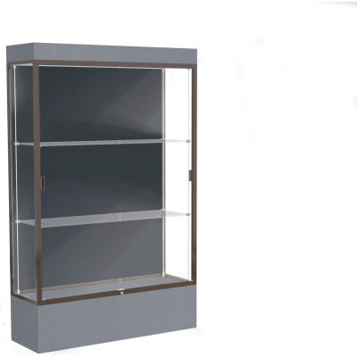 Edge Lighted Floor Case, Slate Back, Dark Bronze Frame, 12" Carbon Mesh Base, 48"W x 76"H x 20"D