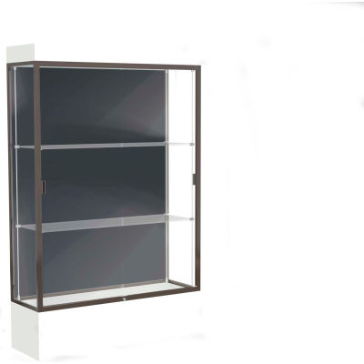 Edge Lighted Floor Case, Slate Back, Dark Bronze Frame, 12" Frosty White Base, 48"W x 76"H x 20"D