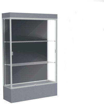 Edge Lighted Floor Case, Slate Back, Satin Frame, 12" Carbon Mesh Base, 48"W x 76"H x 20"D