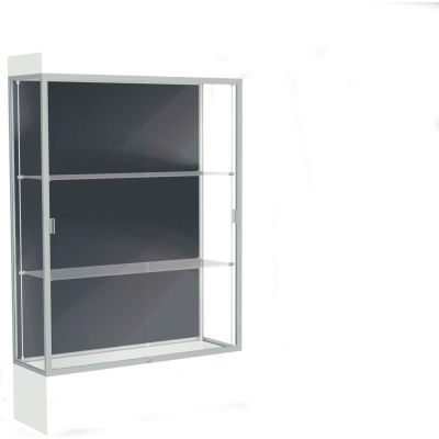 Edge Lighted Floor Case, Slate Back, Satin Frame, 12" Frosty White Base, 48"W x 76"H x 20"D