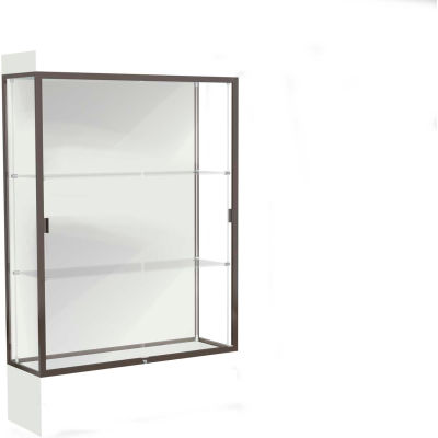 Edge Lighted Floor Case, White Back, Dark Bronze Frame, 12" Frosty White Base, 48"W x 76"H x 20"D
