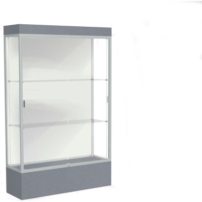 Edge Lighted Floor Case, White Back, Satin Frame, 12" Carbon Mesh Base, 48"W x 76"H x 20"D
