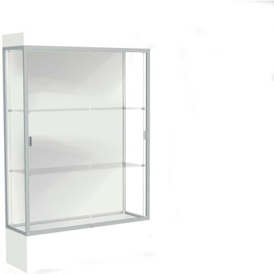 Edge Lighted Floor Case, White Back, Satin Frame, 12" Frosty White Base, 48"W x 76"H x 20"D