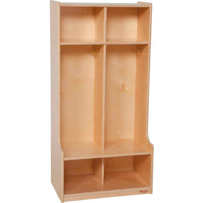 Wood Designs™ Two Section Wood Seat Locker - Natural