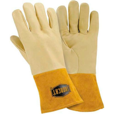 Ironcat Heavyweight Top Grain Pigskin MIG Welding Gloves, Natural, Large, All Leather - Pkg Qty 6