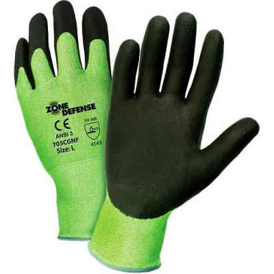 Zone Defense Green HPPE Shell Cut Resistant Gloves, Black Nitrile Palm Coat, Med - Pkg Qty 12