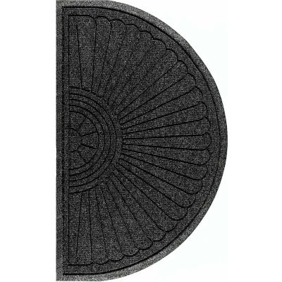 WaterHog Eco Grand Elite 3/8" Thick Half Oval Entrance Mat, Black Smoke 3' x 1'8"