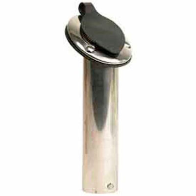 Whitecap 30° Flush Mount Rod Holder Capped w/Black Liner, Stainless Steel - S-096B