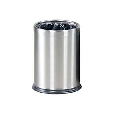 Two-Piece Round Wastebasket, Stainless Steel, 3.5 gal., 9.5"Dia x 12.5"H