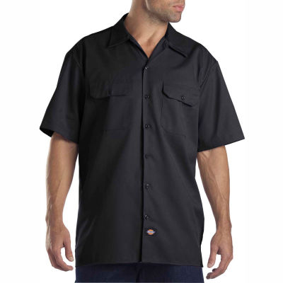 Dickies® Men's Short Sleeve Work Shirt, M Black - 1574BK