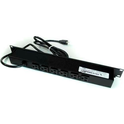 Wiremold Rack Mount Surge Protected Power Strip, 6 Outlets, 15A, 3kA, 15' Cord