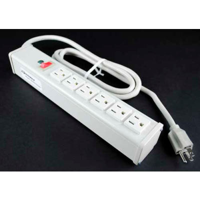 Wiremold Power Strip W/Lighted Switch, 6 Outlets, 15A, 15' Cord, Putty