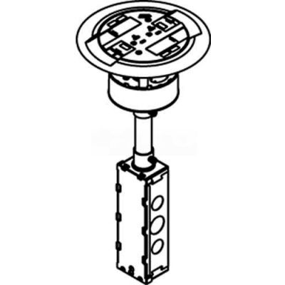 Wiremold RC3ATCGY Poke-Thru Flange & Non-Metallic Slide Holder, Assembled Unit, Flush, Gray