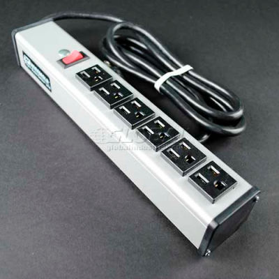 Wiremold Power Strip W/Lighted Switch, 6 Outlets, 15A, 15' Cord, Gray
