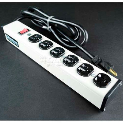 Wiremold Power Strip W/Lighted Switch, 6 Outlets, 20A, 6' Cord