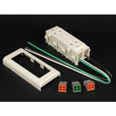 Wiremold V2427ga Receptacle W/Pigtails 15a 125v, Ivory, 4-1/2"L