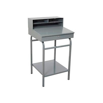 Winholt Shop Desk, Pigeonhole Riser, 24"W x 22"D, Gray