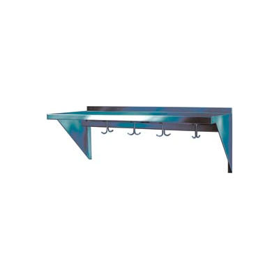 Stainless Steel Wall Mounted Shelf, 15" x 84" Shelf with Hooks