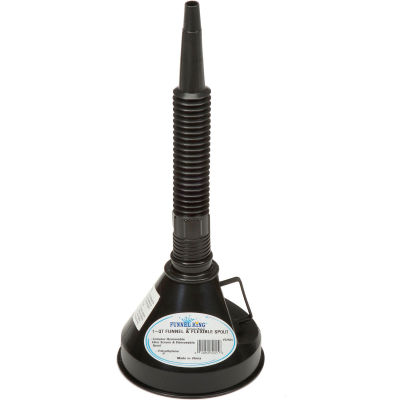 Funnel King® Black 1 Quart Polyethylene Funnel w/ Removable Flex Spout & Filter Screen- 32825