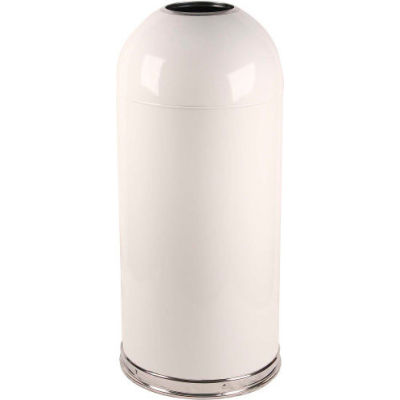 Monarch 15 Gallon Steel Receptacle w/Open Dome Top, White - 415DTWH