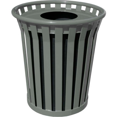 Wydman 24 Gallon Slatted Steel Receptacle w/Flat Top, Silver - WC2400-FT-SLV