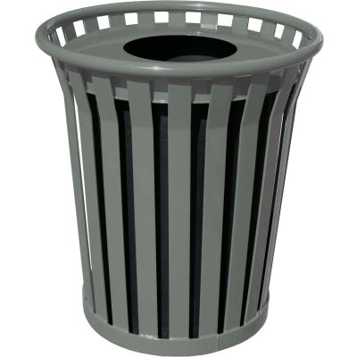 Wydman 36 Gallon Slatted Steel Receptacle w/Flat Top, Silver - WC3600-FT-SLV
