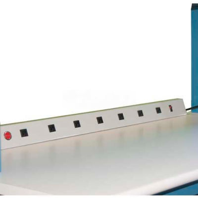 WSI Electrical Channel EL5-20A, 20A, 8 Outlets, 48" Long, Work Surface Mounted, Grey