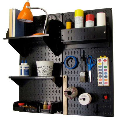 Wall Control Pegboard Hobby Craft Organizer Storage Kit, Black, 32" X 32" X 9"