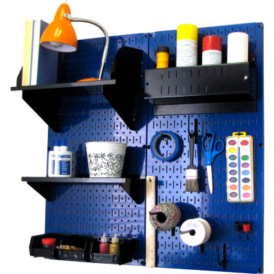 Wall Control Pegboard Hobby Craft Organizer Storage Kit, Blue/Black, 32" X 32" X 9"
