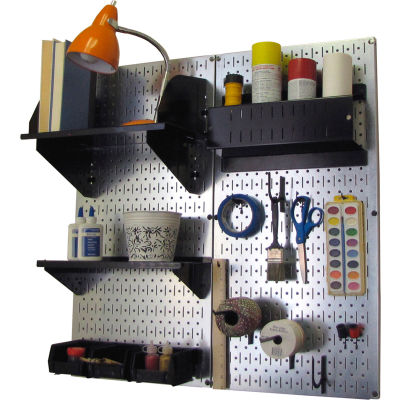 Wall Control Pegboard Hobby Craft Organizer Storage Kit, Galvanized Black, 32" X 32" X 9"