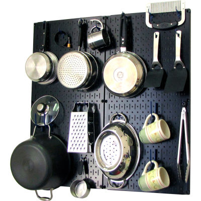 Wall Control Kitchen Pegboard Pack Storage & Organization Kit, Black/Blue, 32" X 32" X 6"