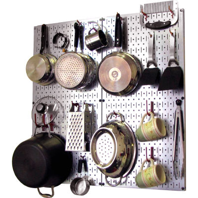 Wall Control Kitchen Pegboard Pack Storage & Organization Kit, Galvanized Red, 32" X 32" X 6"