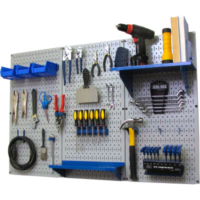 Wall Control Pegboard Standard Tool Storage Kit, Gray/Blue, 48" X 32" X 9"