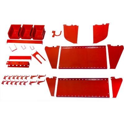 Wall Control Slotted Tool Board Workstation Accessory Kit For Pegboard & Slotted Tool Board, Red