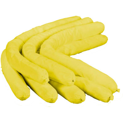 ESP Sorbents Hazmat High Viz Super Absorbent Flake Socks, 3"W x 4'L, Yellow, 12/Box