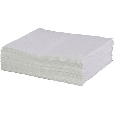 Global Industrial™ Hydrocarbon Based Oil Sorbent Pad, Medium Weight, 16" x 20", White,100/Pack