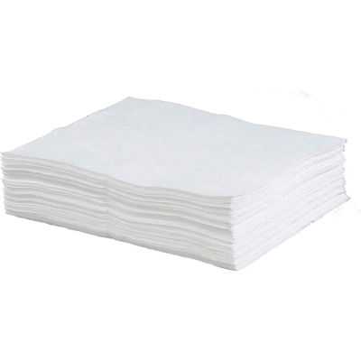 ESP Sorbents Oil-Only Meltblown Bonded Pads, 15" x 18", White, 100/Bale