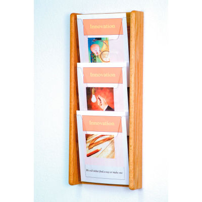 3 Pocket (3H) Acrylic & Oak Wall Display - Light Oak