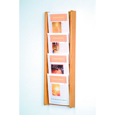 4 Pocket (4H) Acrylic & Oak Wall Display - Light Oak