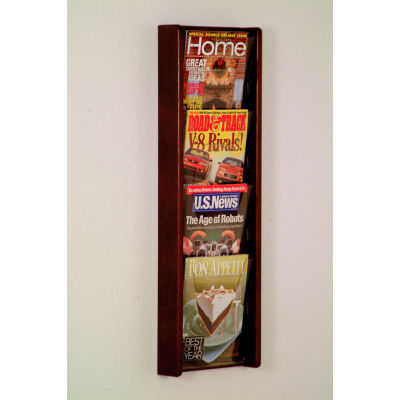 4 Pocket (4H) Acrylic & Oak Wall Display - Mahogany