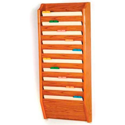 Wooden Mallet 10 Pocket Legal Size File Holder, Medium Oak