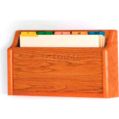 Wooden Mallet Single Square Bottom Legal Size File Holder, Medium Oak