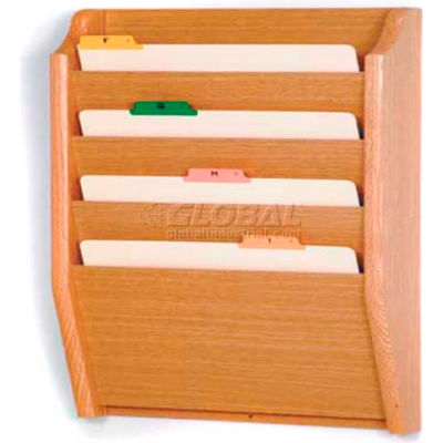 Wooden Mallet 4 Pocket Legal Size File Holder, Light Oak