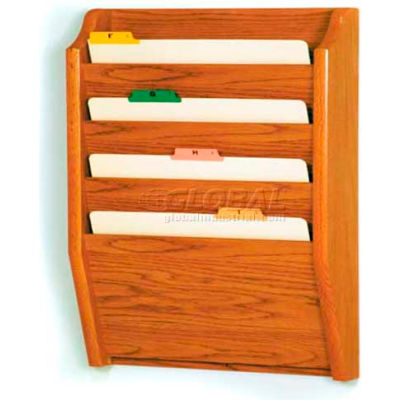 Wooden Mallet 4 Pocket Legal Size File Holder, Medium Oak