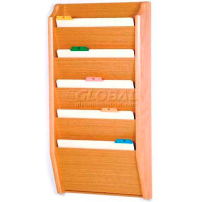Wooden Mallet 5 Pocket Legal Size File Holder, Light Oak