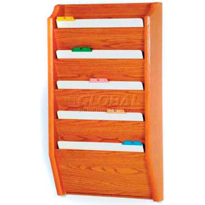 Wooden Mallet 5 Pocket Legal Size File Holder, Medium Oak