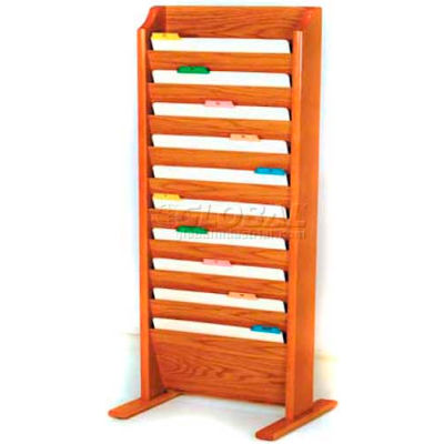 Wooden Mallet Free-Standing 10 Pocket Legal Size File Holder, Medium Oak