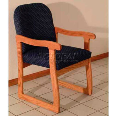 Wooden Mallet Prairie Guest Chair with Sled Base, Solid Vinyl, Black/Mahogany